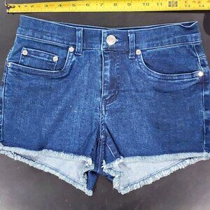 Venus Dark Wash Frayed Denim Shorts in Size 2
